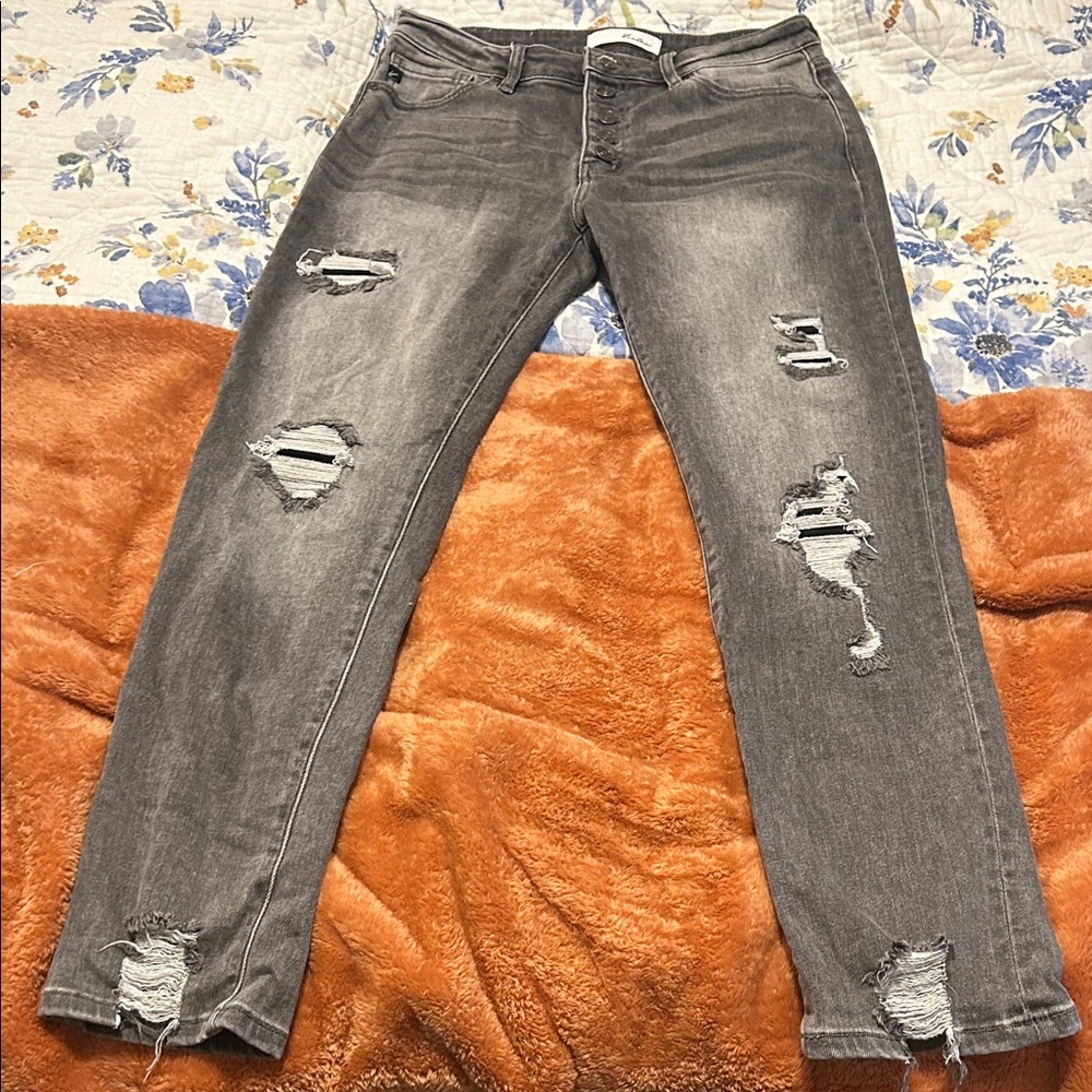 Distressed Gray Women's Jeans